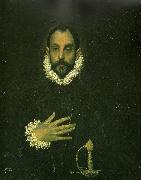 El Greco man with his hand on his breast painting